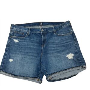 Gap 1969 Women's 5" Denim Shorts Medium Wash with Distressing Size 33 R EUC